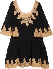 Bode Marisel Lace Trim Silk Chiffon Dress