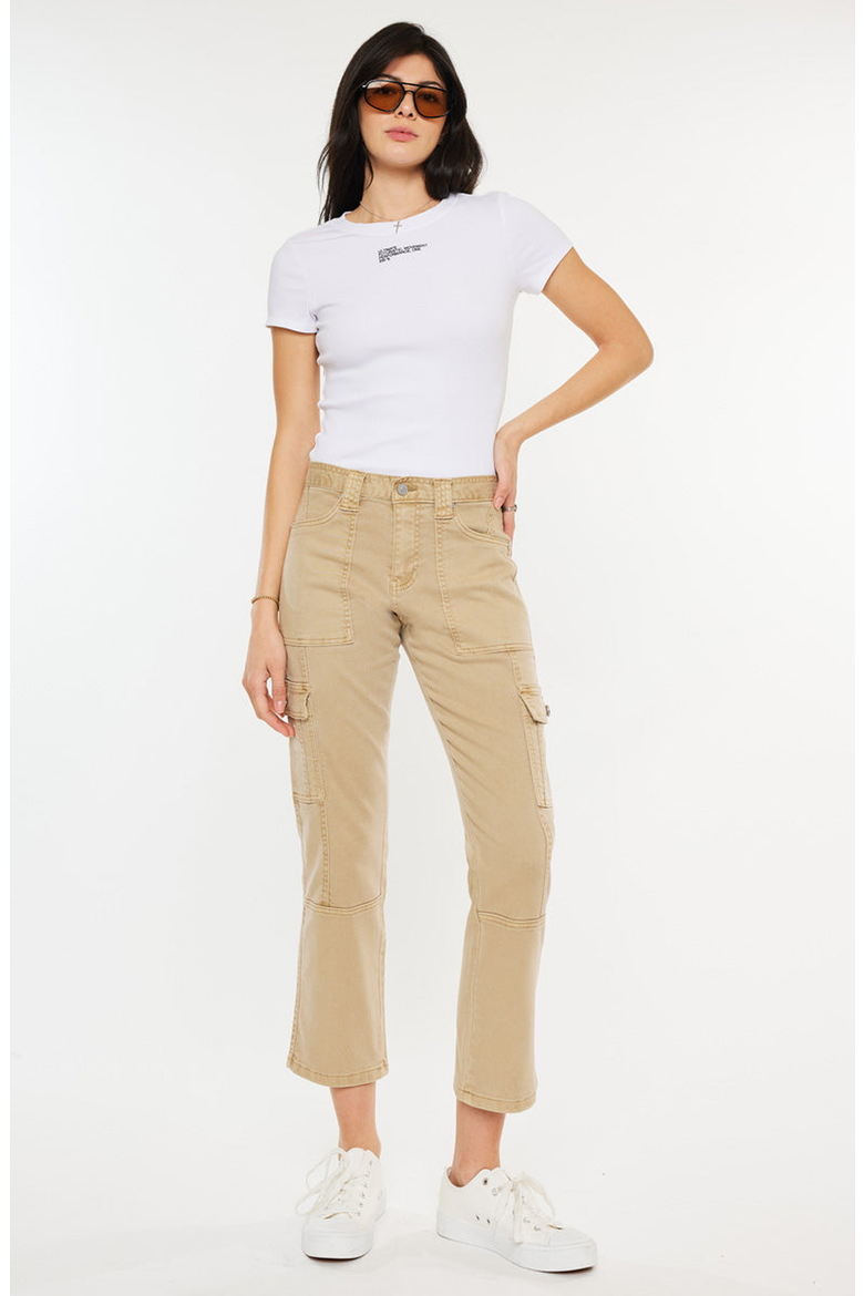 Lavinia High Rise Slim Straight Leg Cargo Pants, Alternate, color, Beige