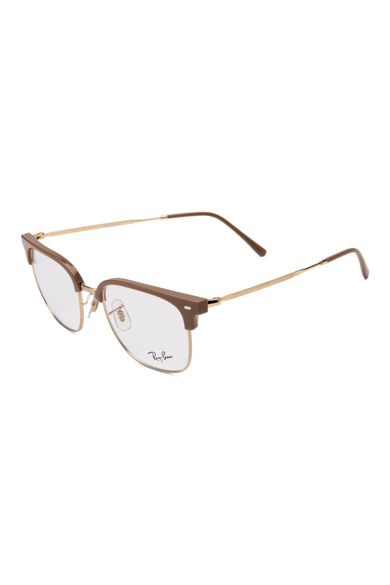 New Clubmaster 53mm Square Optical Glasses, Alternate, color, BEIGE