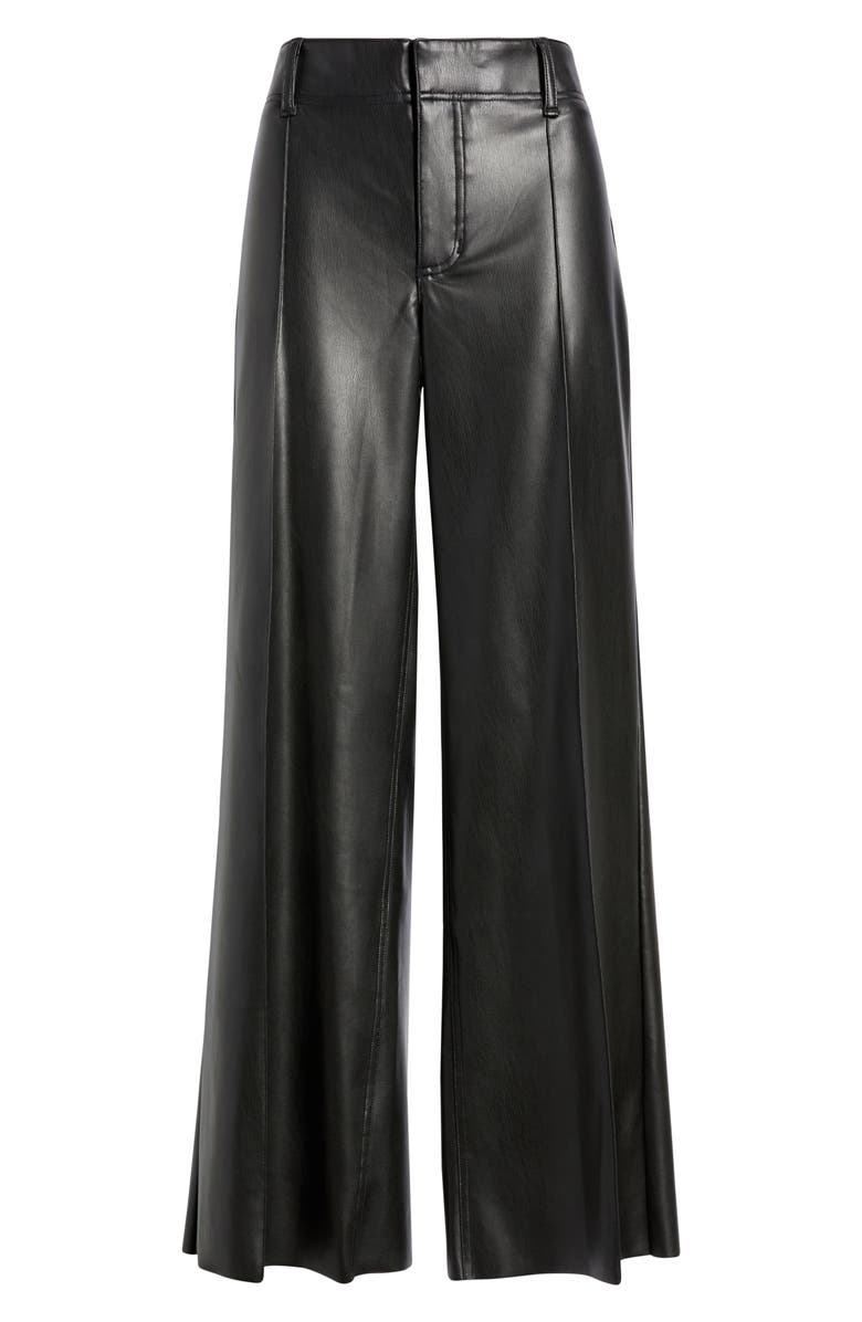 CITY BLUES Pintuck Faux Leather Wide Leg Pants, Alternate, color, Black