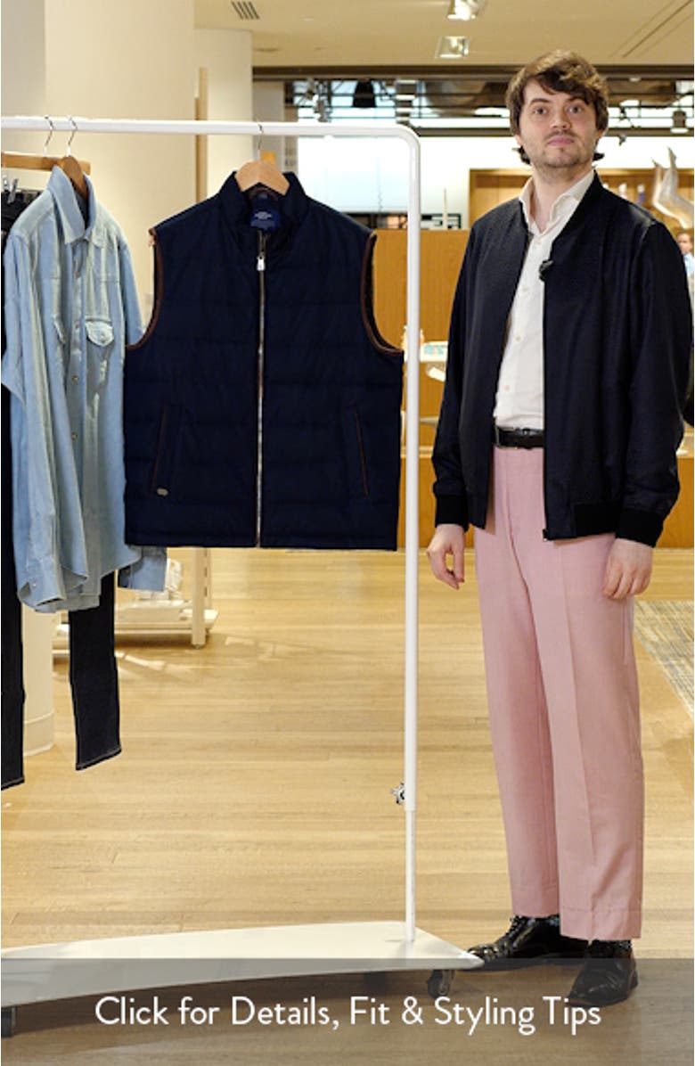 Sully Faux Leather Trim Quilted Vest, sales video thumbnail