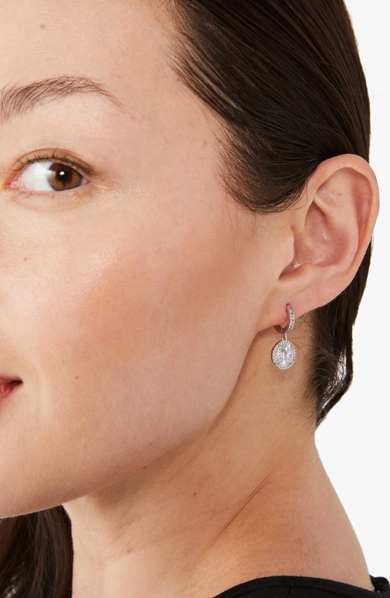 Kate Spade New York something sparkly cubic zirconia drop huggie hoop earrings, Alternate, color, 