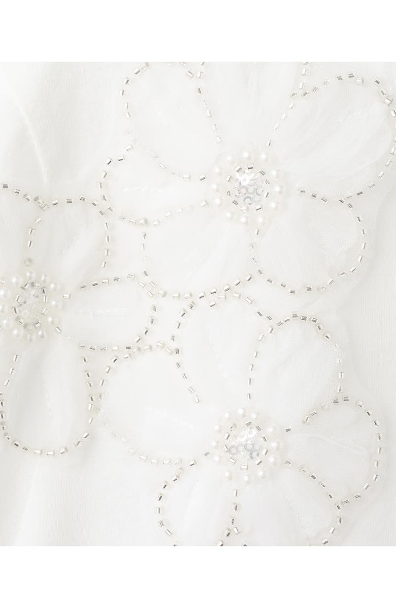 MANGO Floral Embellished Cotton T-Shirt, Alternate, color, Off White