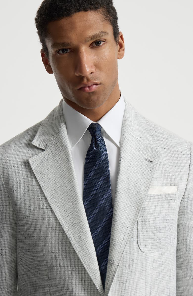 Brunello Cucinelli Textured silk tie with stripes, Alternate, color, Blue