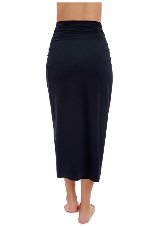 Profile By Gottex Tutti Frutti Long Lycra Pull-on Cover-up Skirt In Black