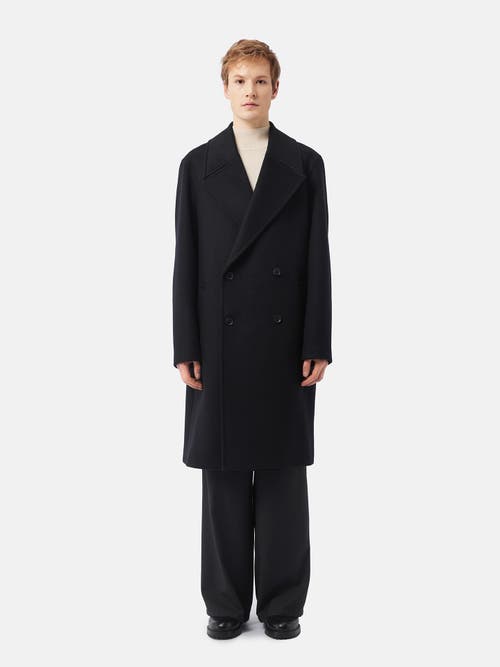 Gobi Mongolian Cashmere Double-breasted Cashmere Coat For Men In Black