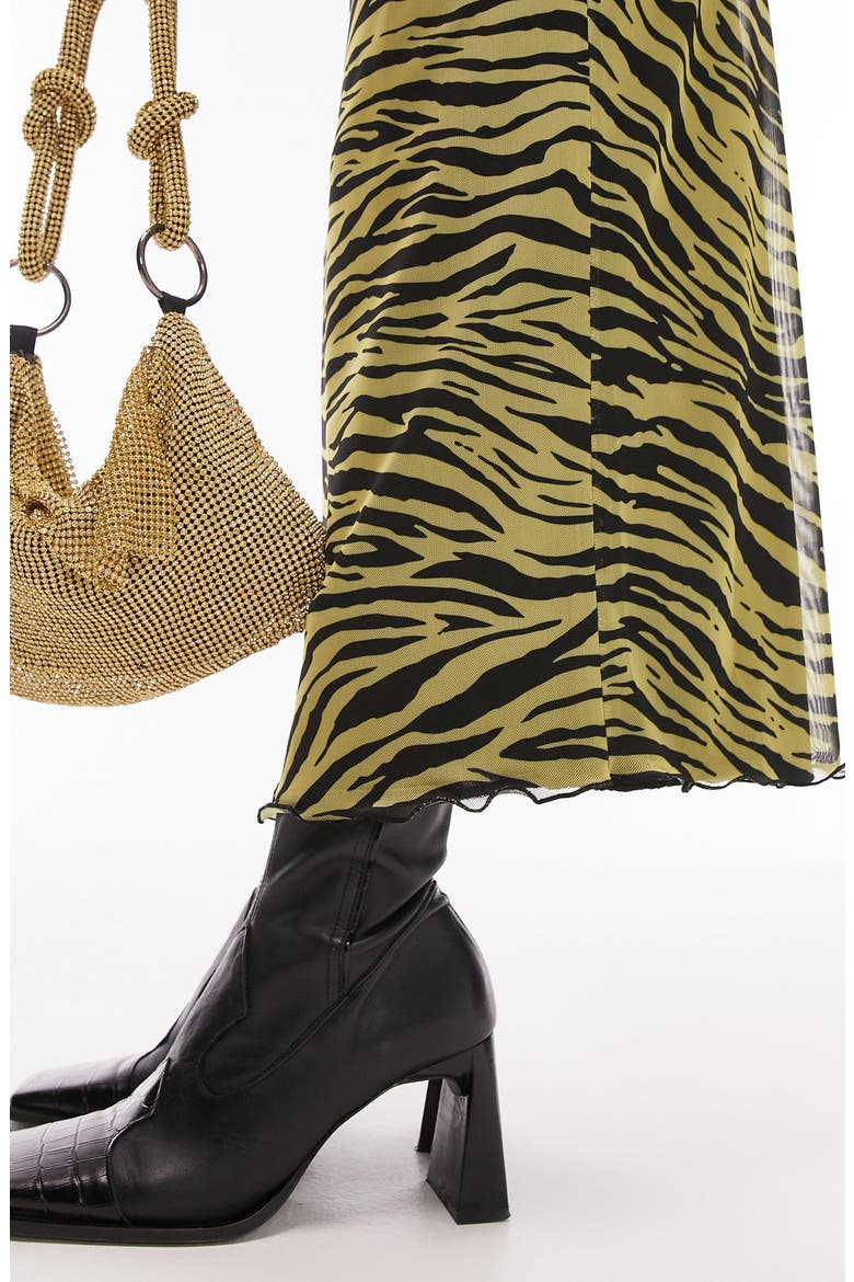 Zebra Print Mesh Skirt, Alternate, color, BLACK