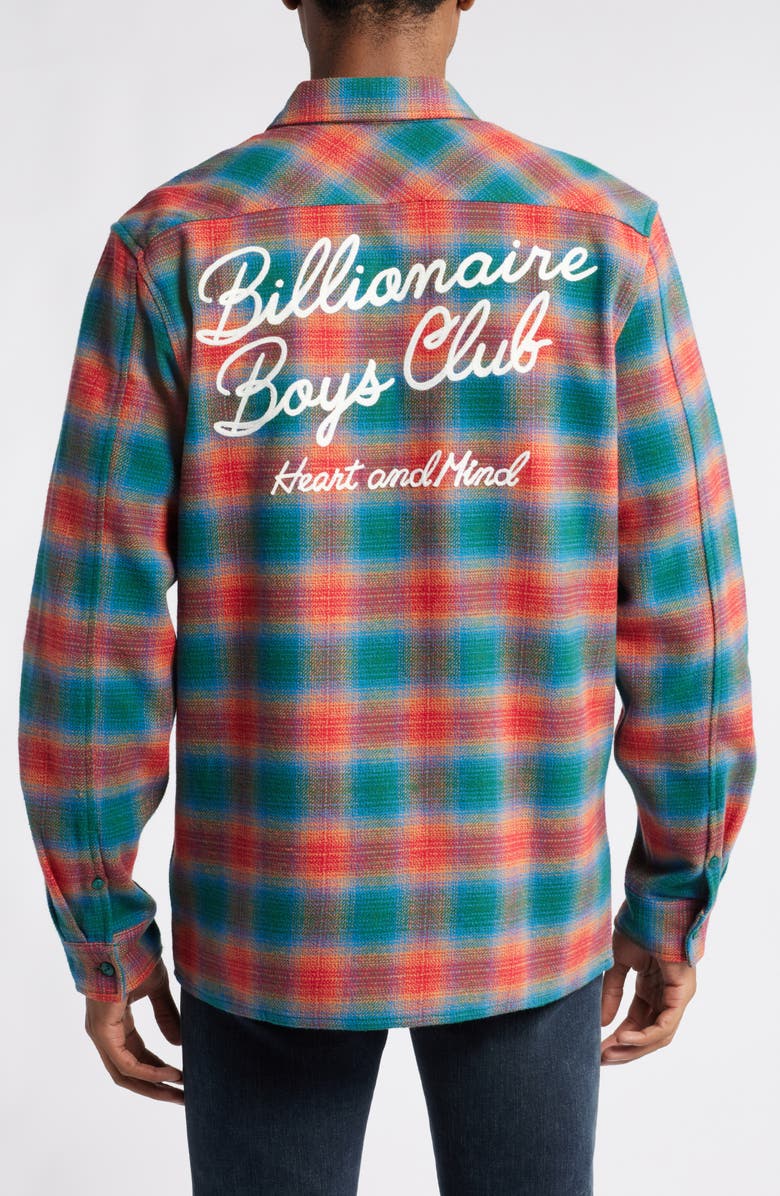 Billionaire Boys Club Heart & Mind Ombré Check Flannel Button-Up Shirt, Alternate, color,