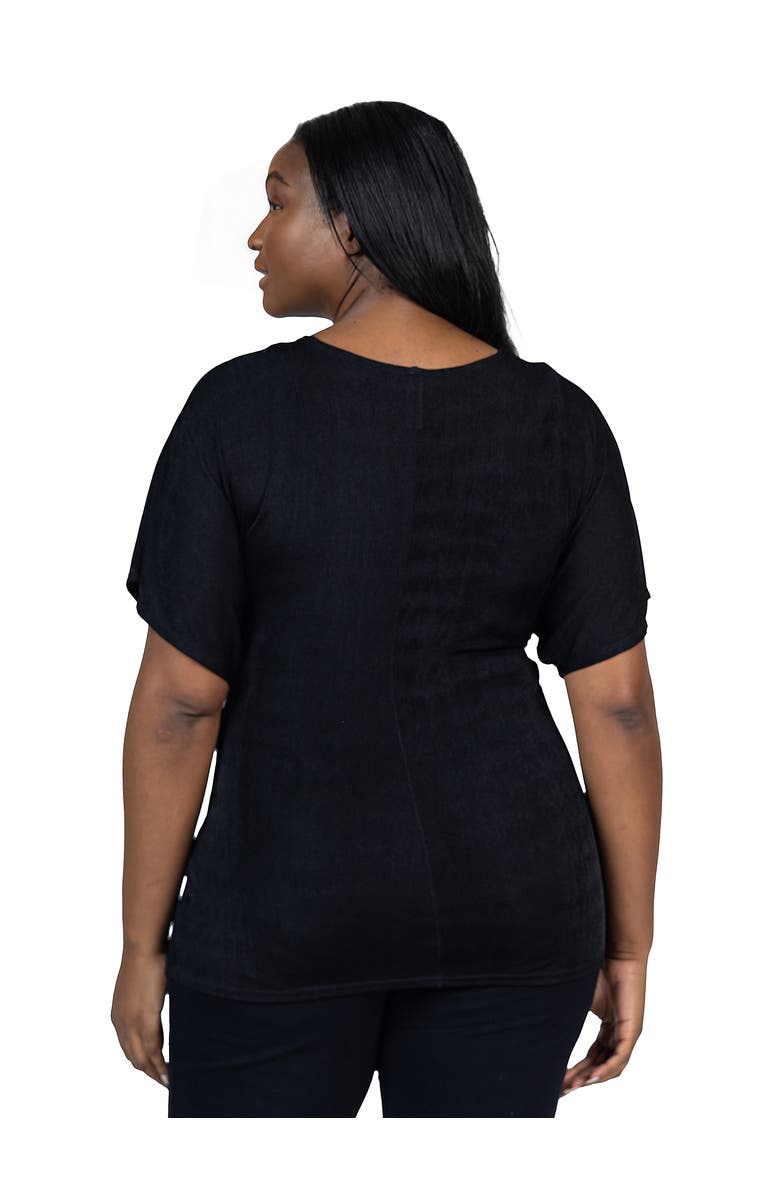 24seven Comfort Apparel Plus Size V Neck Knot Front Cap Sleeve Top, Alternate, color, 