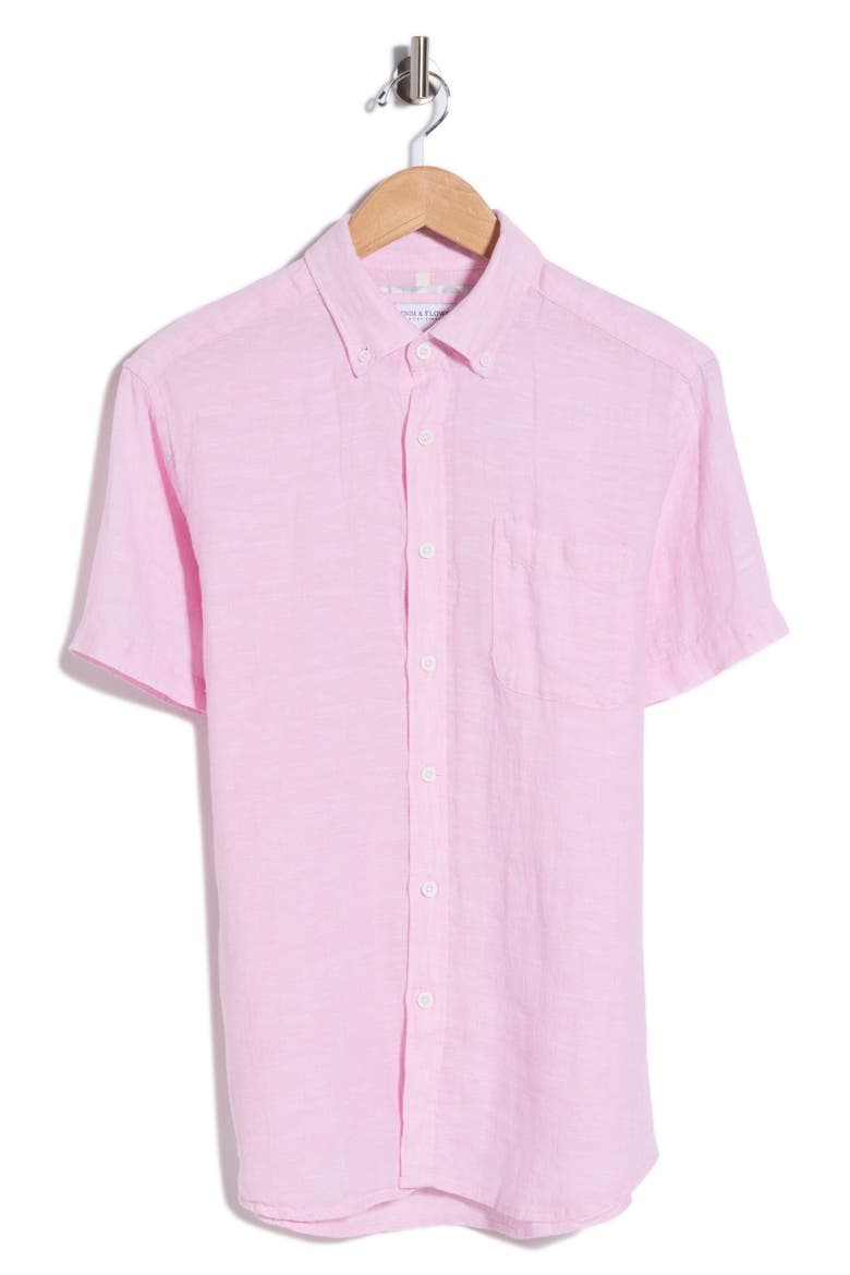 Linen Button-Down Shirt, Alternate, color, PINK RUFFLE