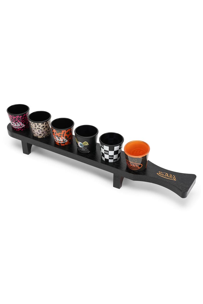 Iconic 6-Piece Shot Glass Set with Wooden Tray, Main, color, Wild