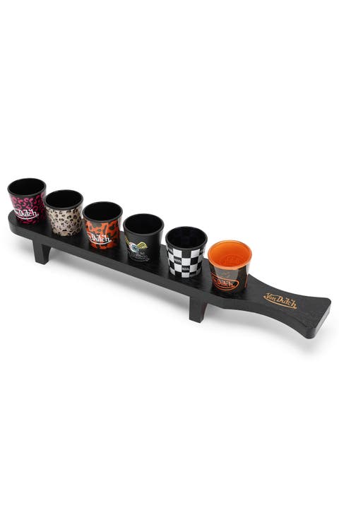 Iconic 6-Piece Shot Glass Set with Wooden Tray
