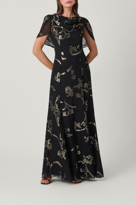 Park Ave Lurex Chiffon Midnight Annalynn Dress