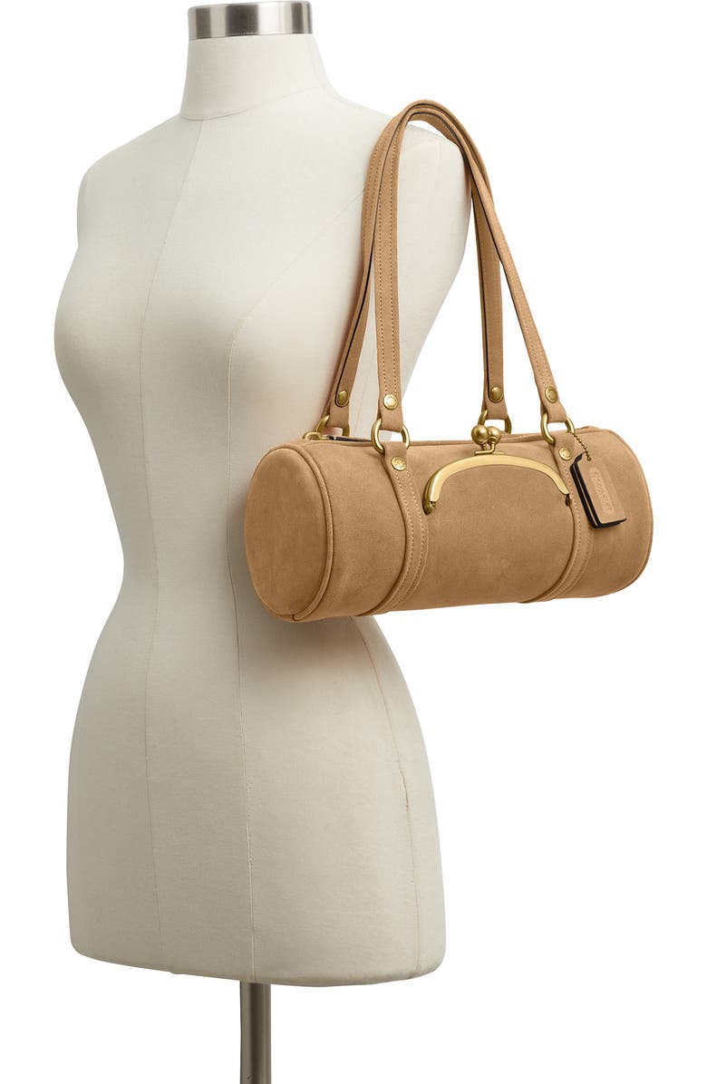 COACH Kisslock 28 Leather Barrel Bag, Alternate, color, Soul