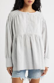 Free People Alana Linen & Cotton Blend Babydoll Tunic