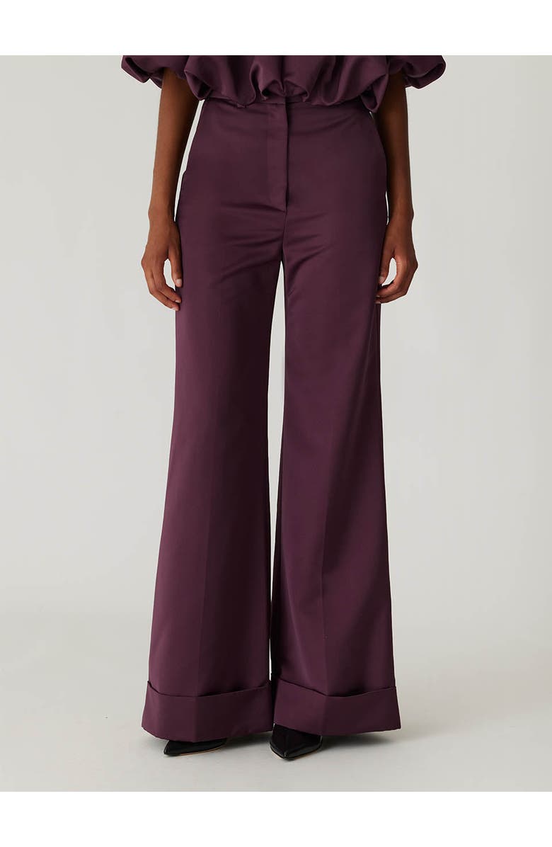 Rebecca Taylor Techy Sateen Wide Leg Pant, Alternate, color, Plum