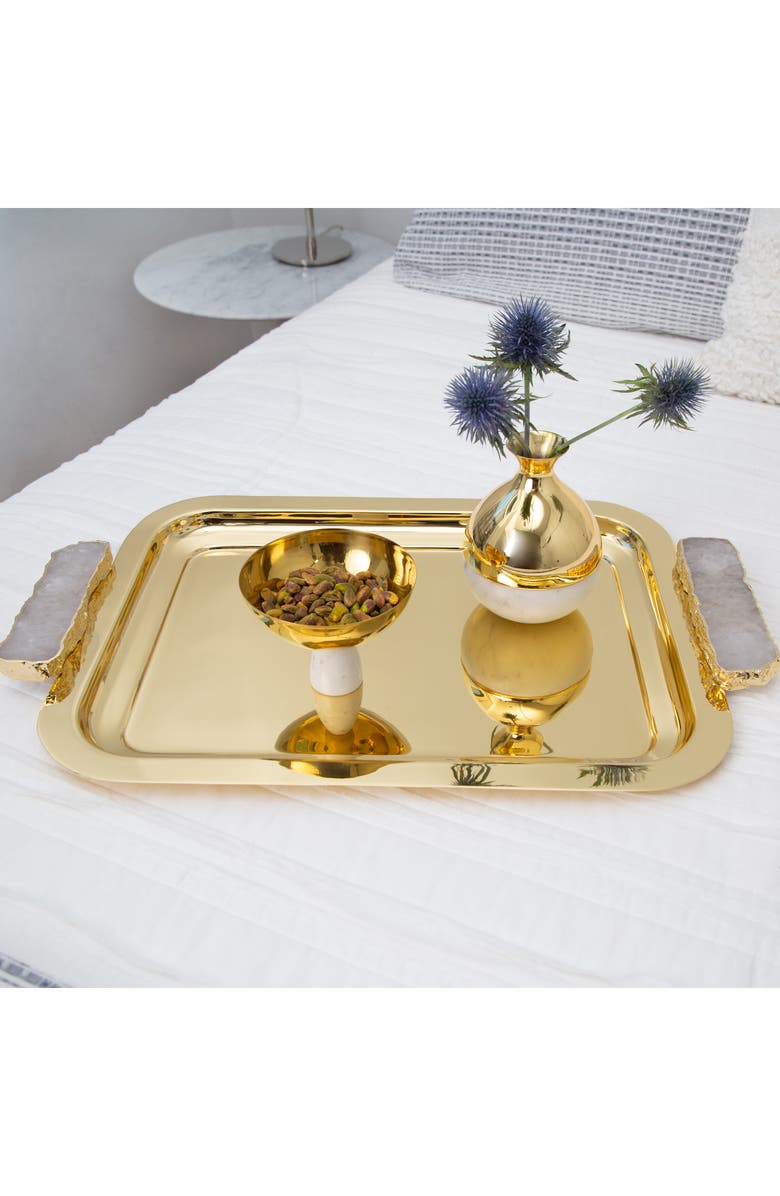 ANNA New York Hospitality Tray with Crystal Handles, Alternate, color, Gold