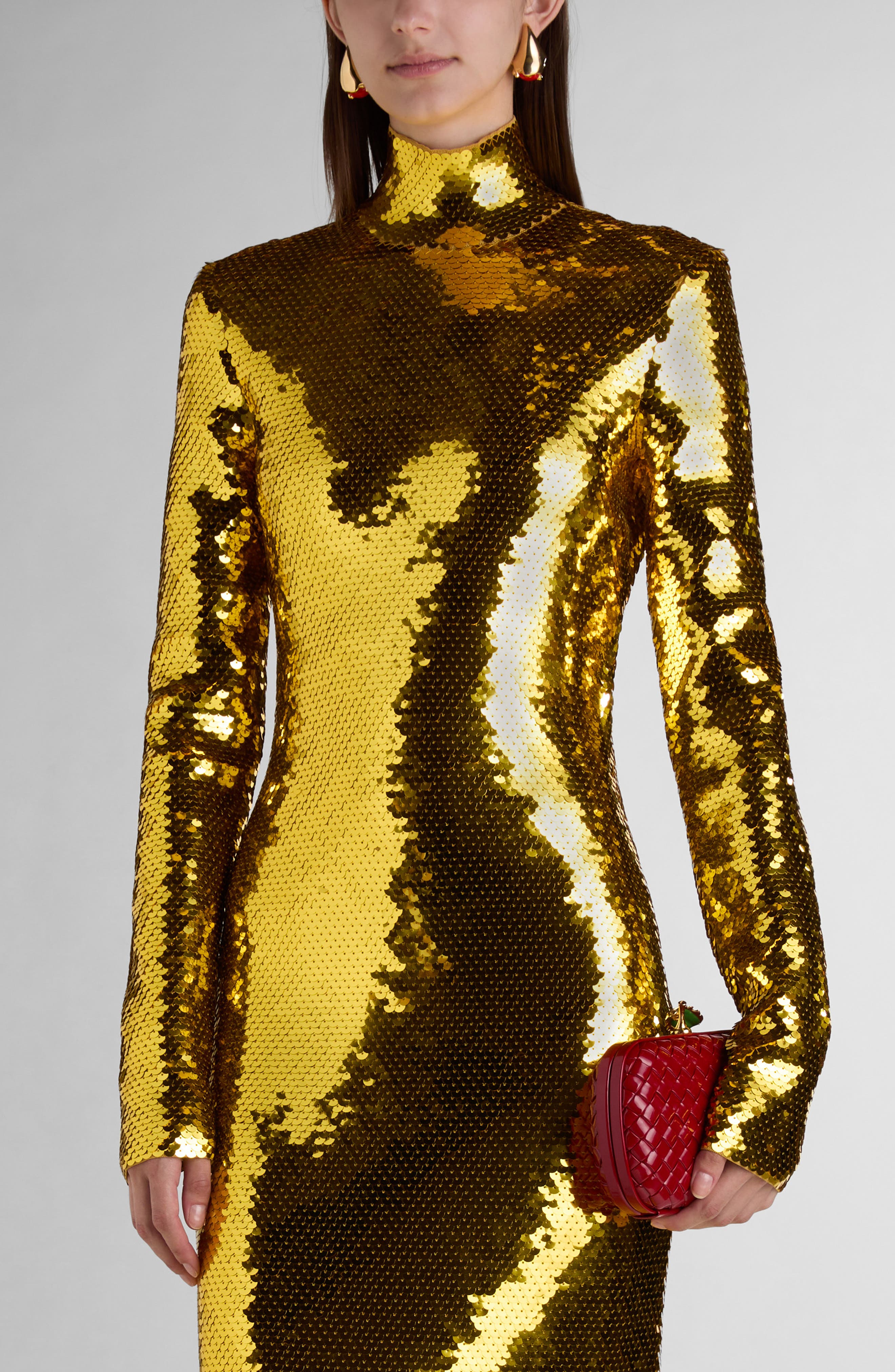 Bottega Veneta Borsa Knot Intrecciato Patent Leather Clutch, Alternate, color, 