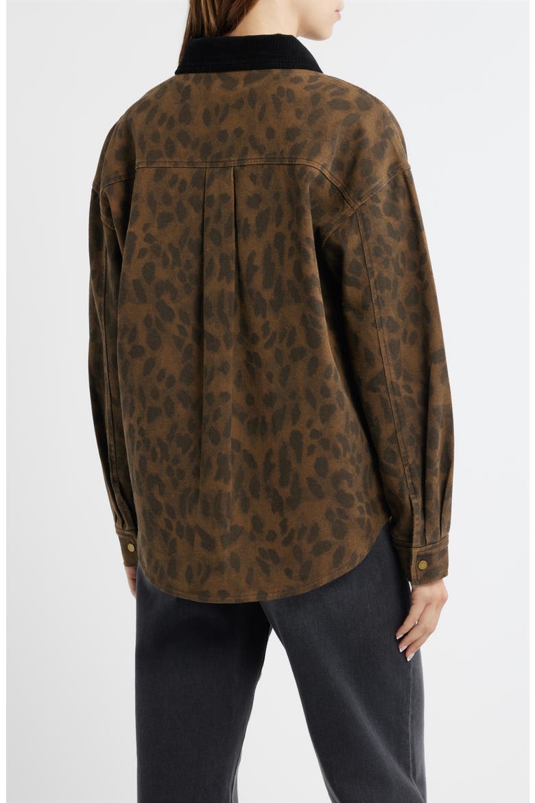 Leopard Print Cotton Denim Shacket, Alternate, color, BROWN LEOPARD