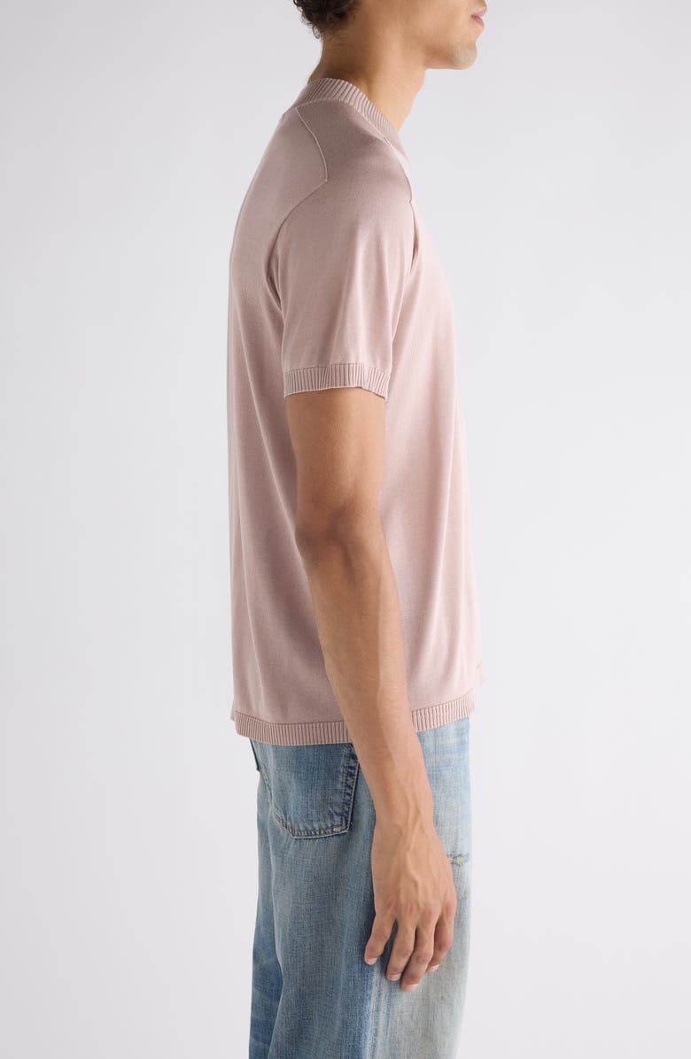 Acne Studios Kyotini Silk Short Sleeve Knit Top, Alternate, color, Light Pink