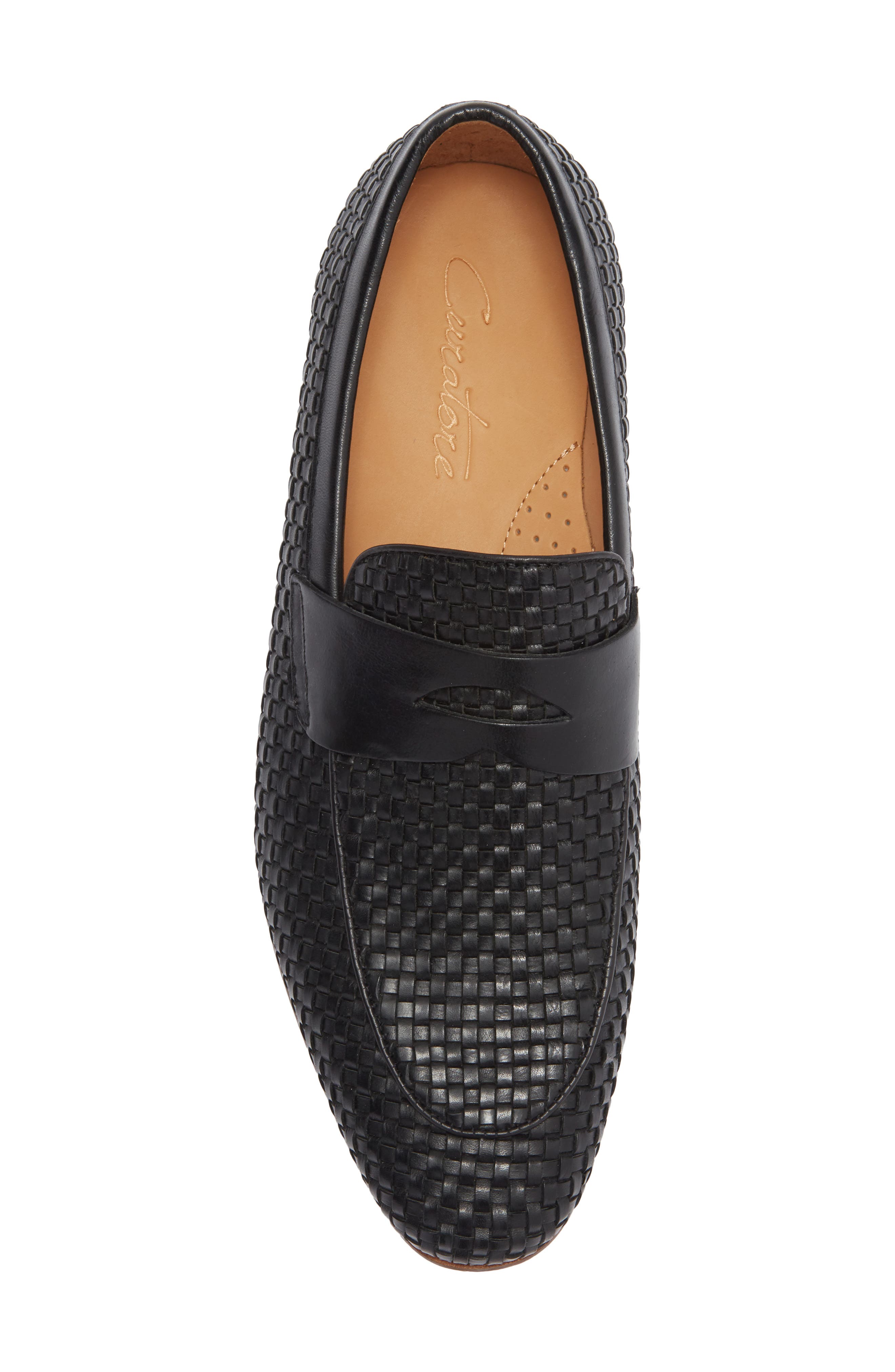 CURATORE Bodeo Woven Leather Penny Loafer, Alternate, color, Black