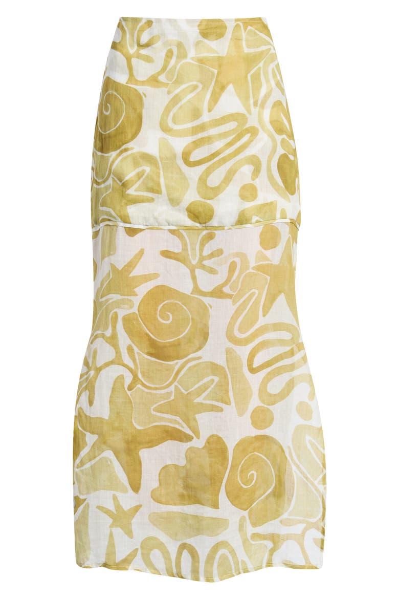 Irisa Print Linen Maxi Skirt, Alternate, color, LIGHT OLIVE