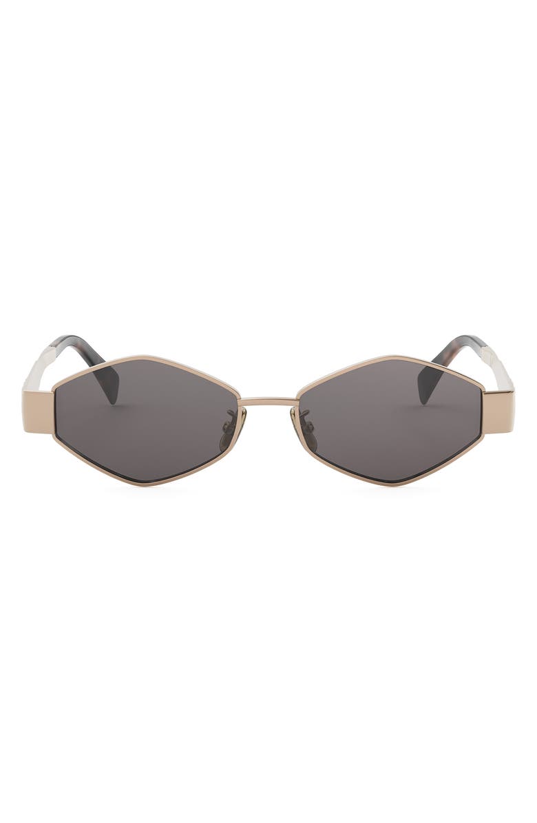 CELINE Triomphe 54mm Geometric Sunglasses, Main, color, Shiny Rose Gold / Smoke
