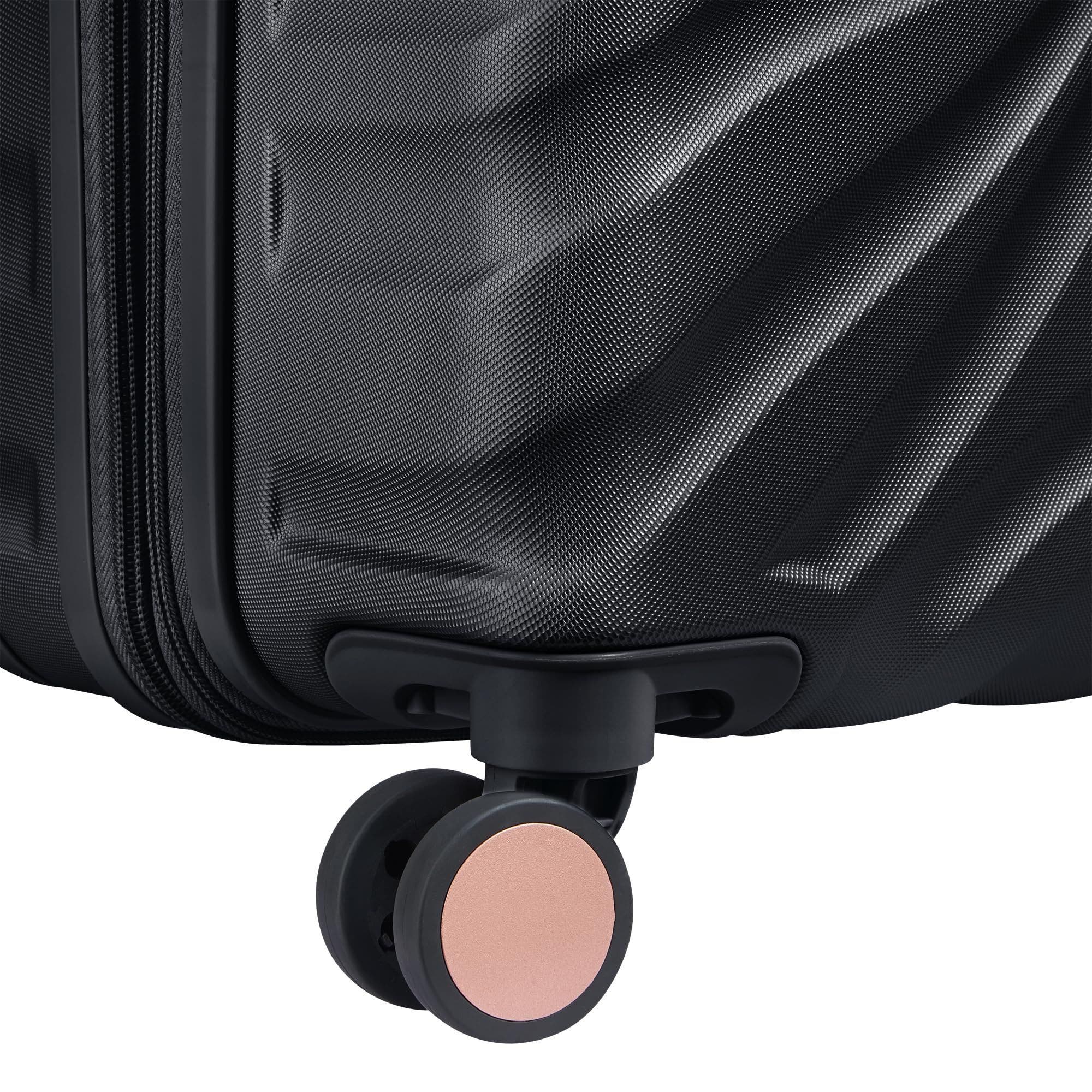 Delsey Paris Alexis Hardside 21-Inch Carry-On Expandable Spinner Luggage, Alternate, color, Black/Rose Gold