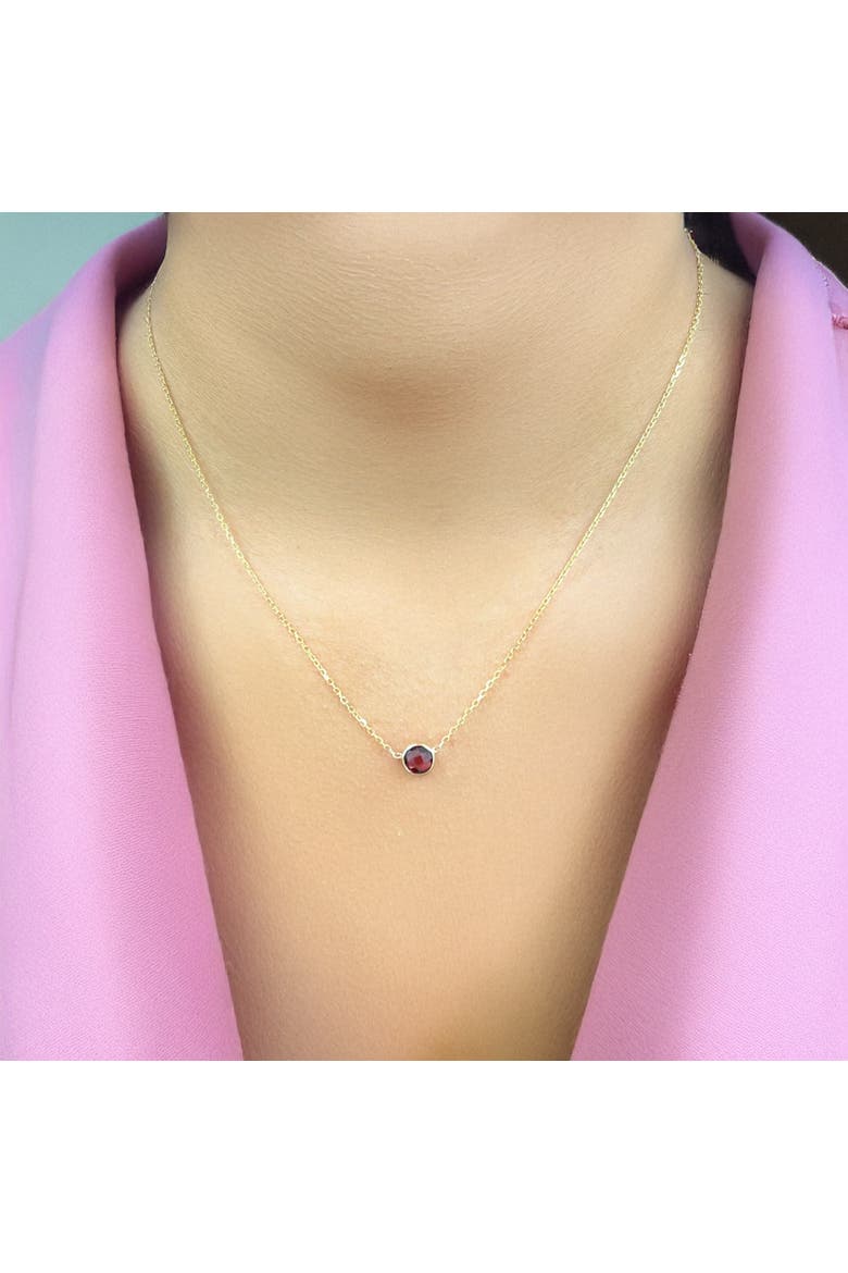 Garnet Single Bezel Necklace, Alternate, color, Garnet