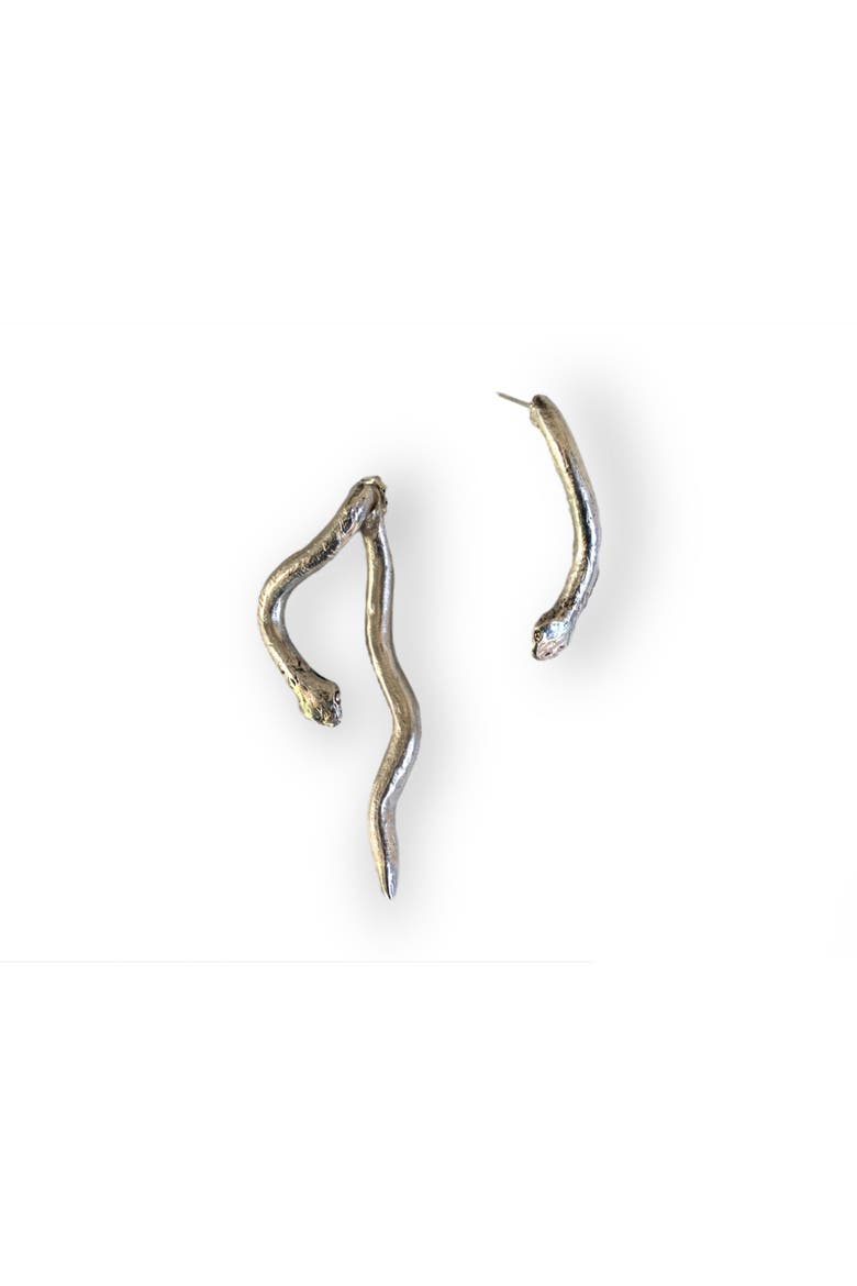 Silver Serpent Earrings, Alternate, color, Sterling Silver