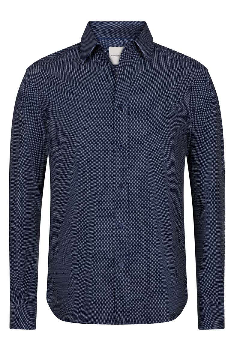 Stretch Dot Button Up Shirt, Alternate, color, 41 NAVY