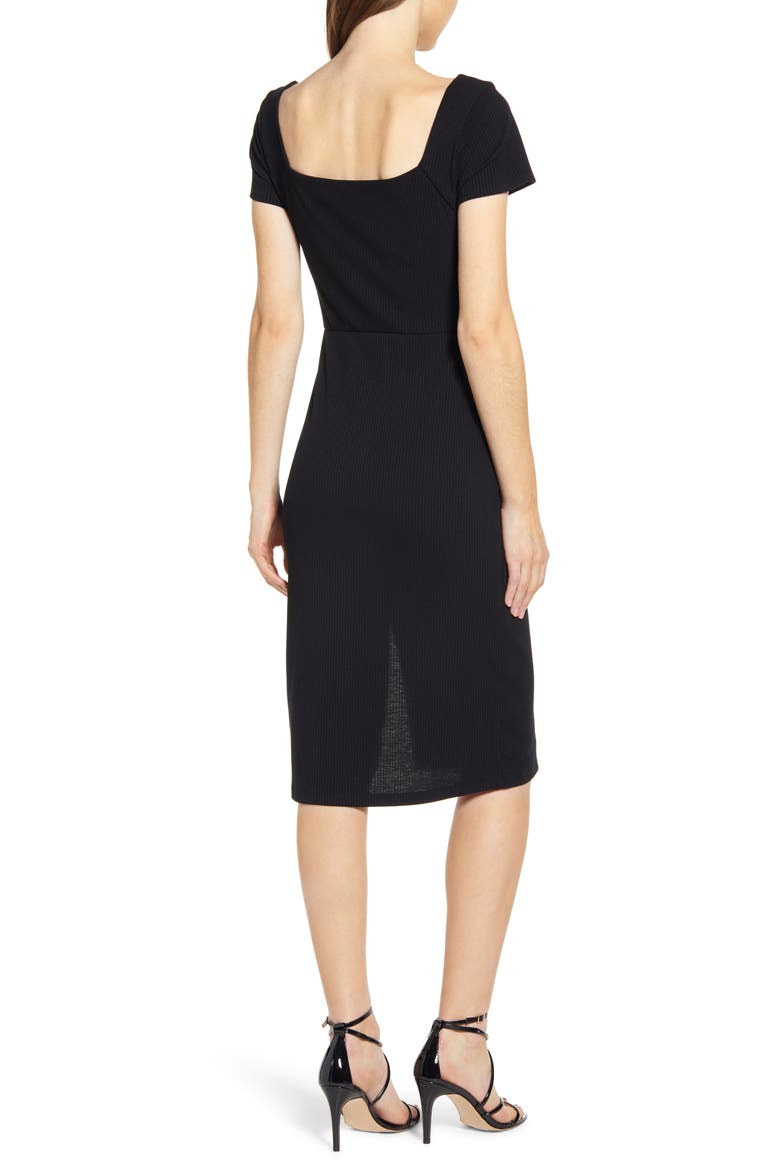 Ribbed Square Neck Dress, Alternate, color, BLACK