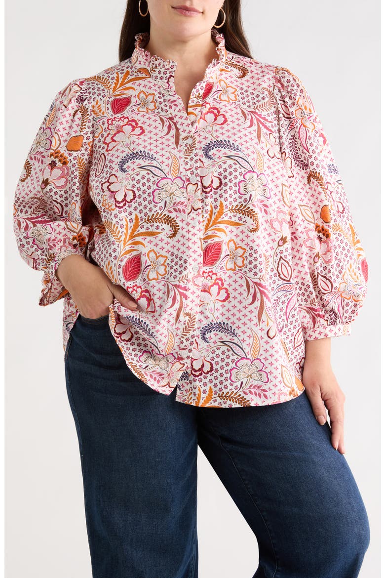 Hendry Floral Ima Button-Up Shirt, Main, color, CREAM-MULT