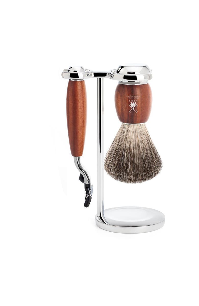 MÜHLE Vivo Plumwood 3-Piece Pure Badger & Mach-3 Shaving Set, Main, color, 