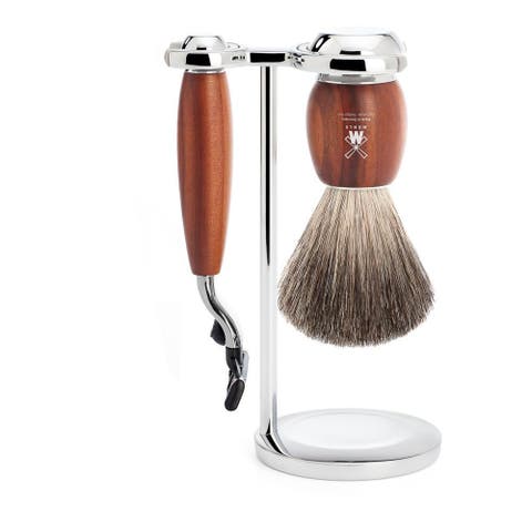 Vivo Plumwood 3-Piece Pure Badger & Mach-3 Shaving Set