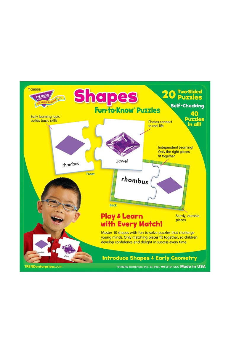 TREND Enterprises , Inc. T36008 Shapes Funtoknow Puzzles, 40, Alternate, color, Multicolored