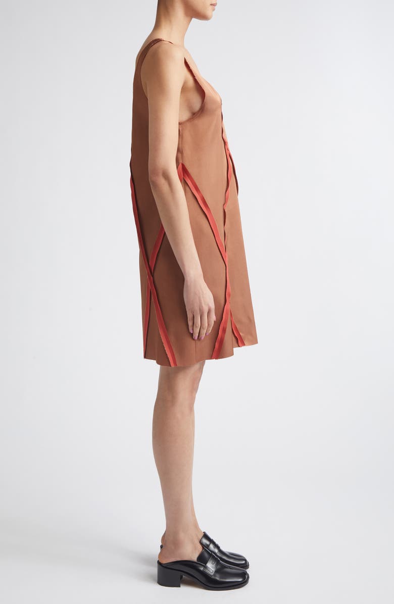 MM6 Maison Margiela V-Neck Midi Dress, Alternate, color, Light Brown