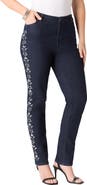 Roaman's Plus Size Embellished Straight Leg Jean