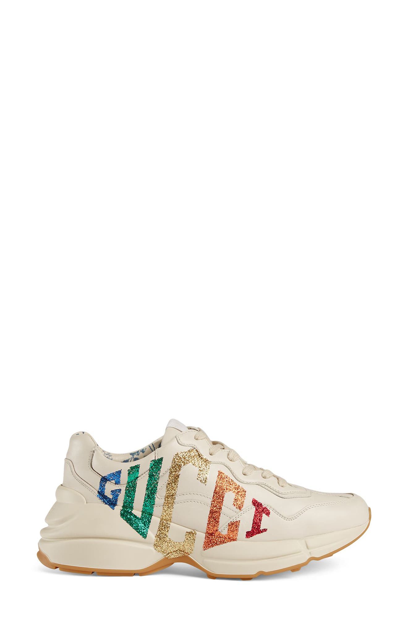 Gucci Rhyton Rainbow Logo Sneaker, Alternate, color, 