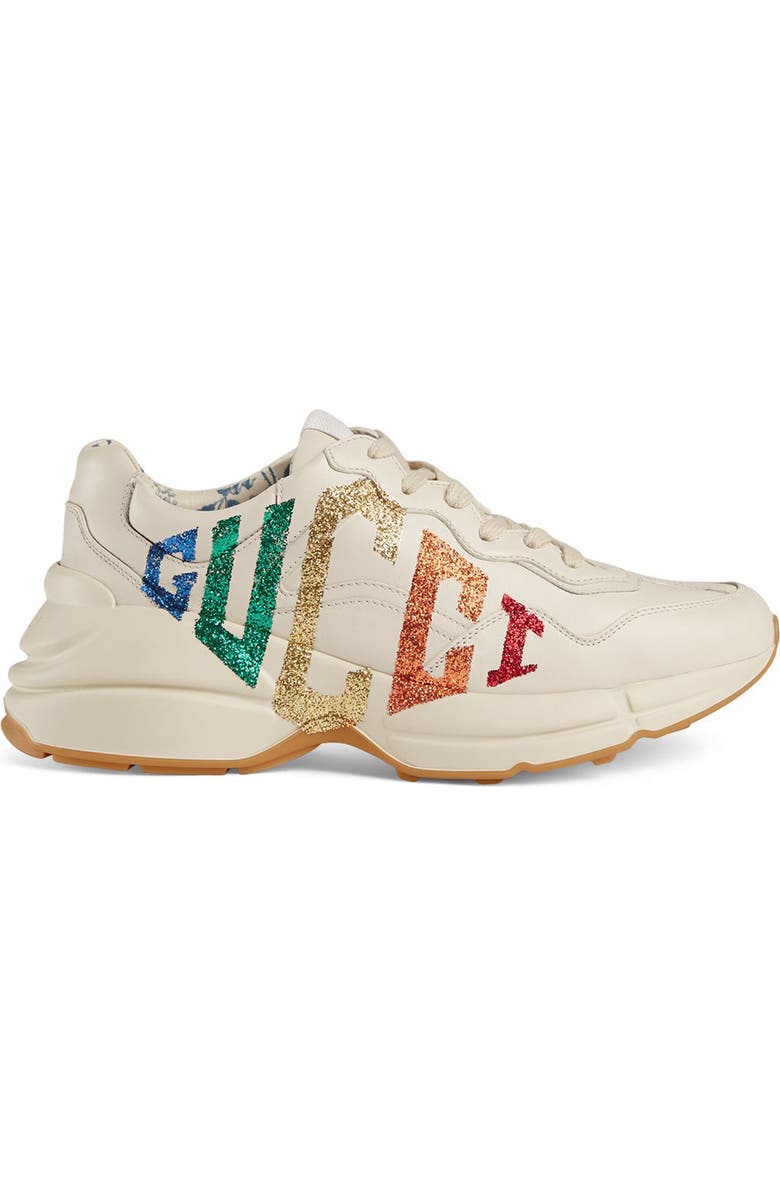 Gucci Rhyton Rainbow Logo Sneaker, Alternate, color,