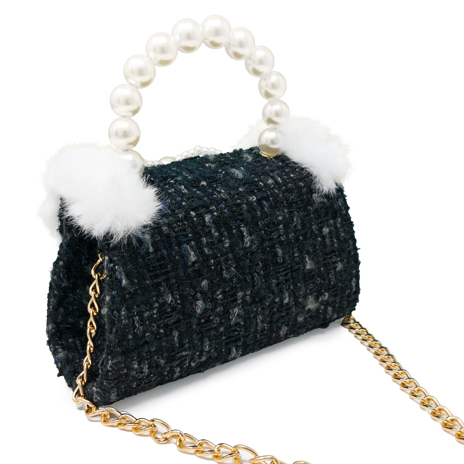 Puttisu Handbag - Pearl Ribbon, Alternate, color, Noir Tweed
