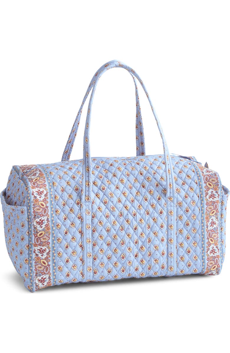 VERA BRADLEY Large Original Quilted Duffle Bag, Alternate, color, Blue Leaf