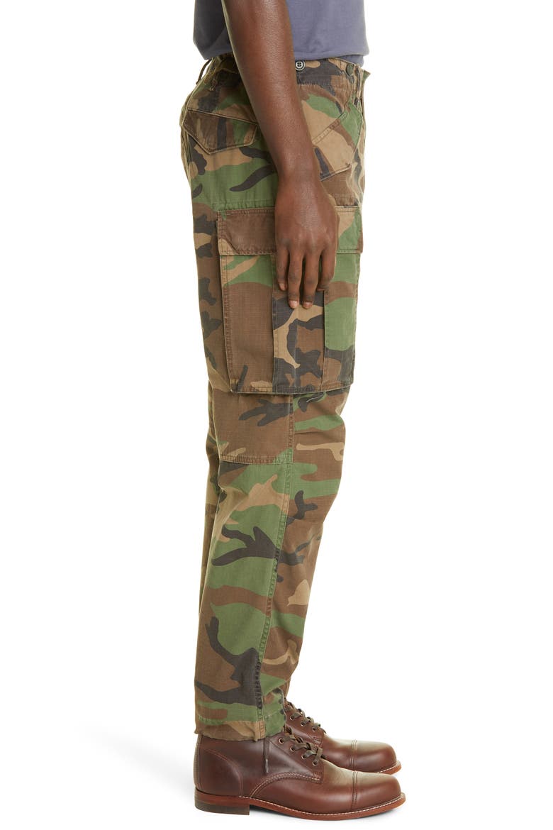 RRL Camo Cotton Ripstop Cargo Pants, Alternate, color, WOODLAND CAMO