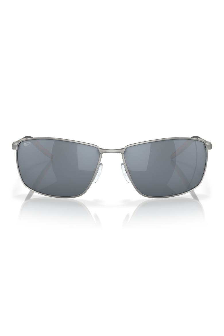 Turret 63mm Oversize Polarized Irregular Sunglasses, Main, color, SILVER / GRAY SILVER 580P