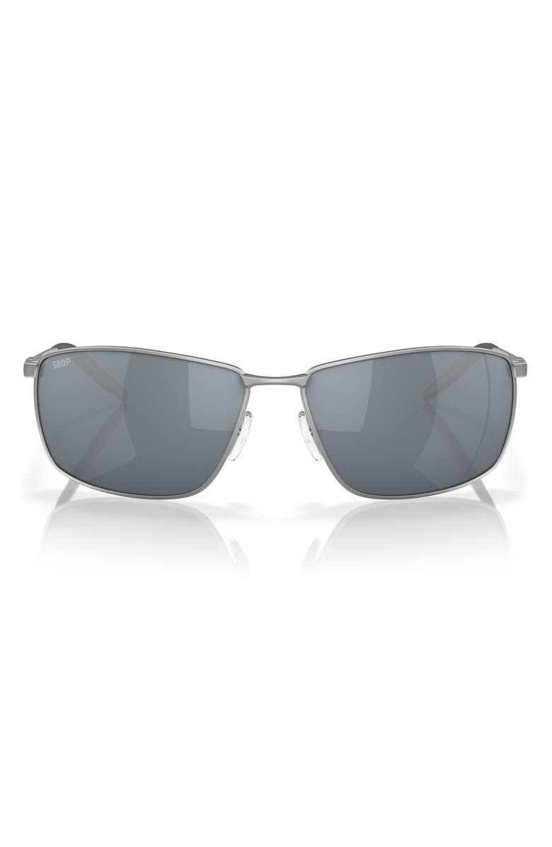 Costa Del Mar Turret 63mm Oversize Polarized Irregular Sunglasses, Main, color, Silver / Gray Silver 580P