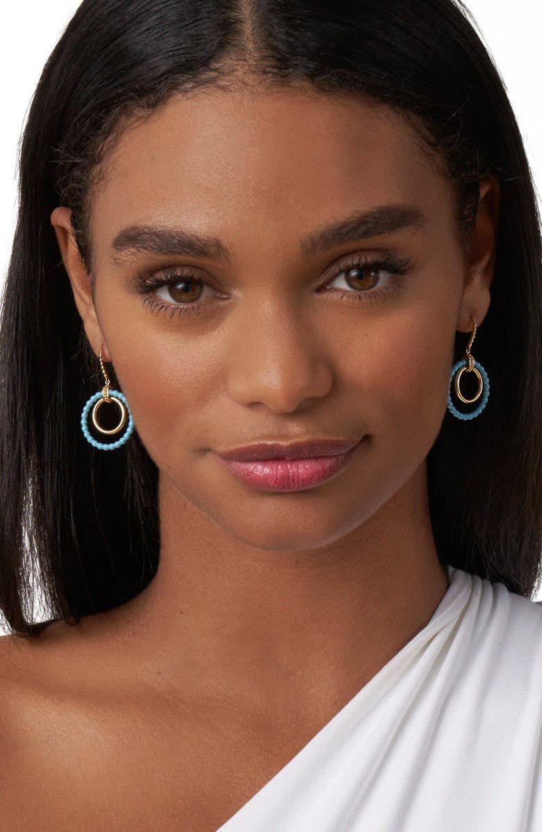 LAGOS Meridian 18K Gold and Blue Ceramic Circle Drop Earrings, Alternate, color, 