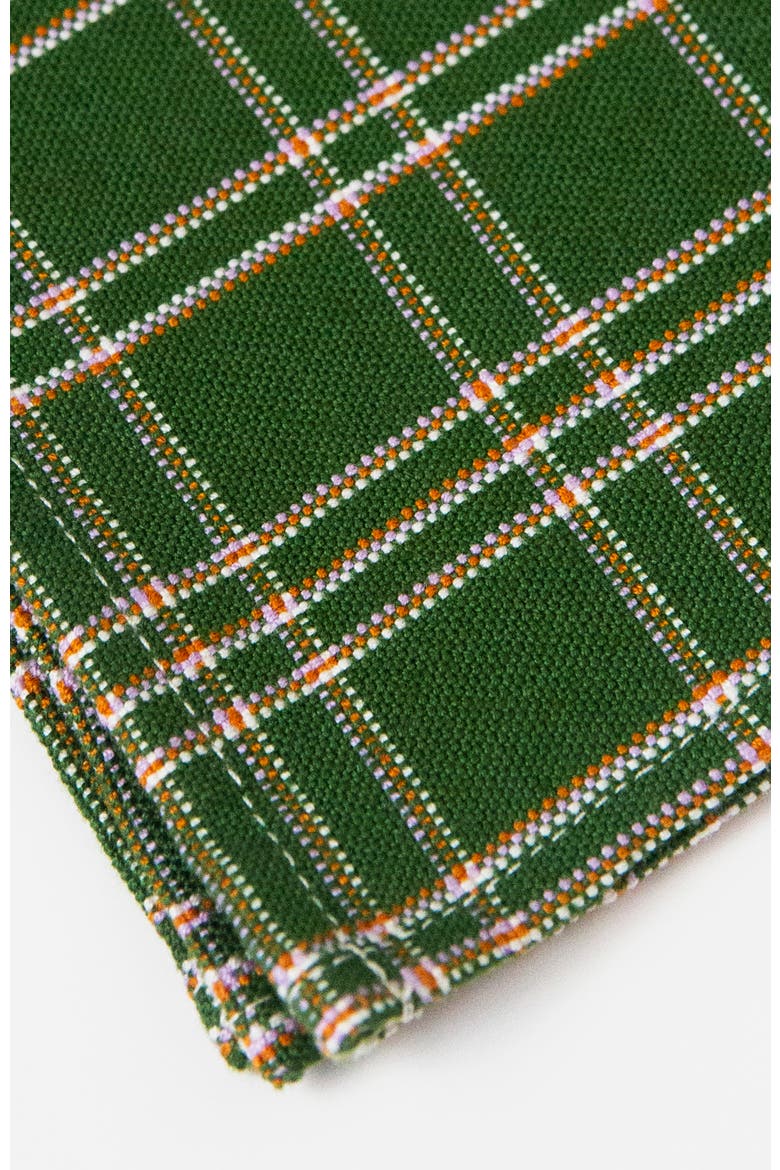 Chiapas Handwoven Plaid Cotton Placemats, Set of 4, Alternate, color, Green