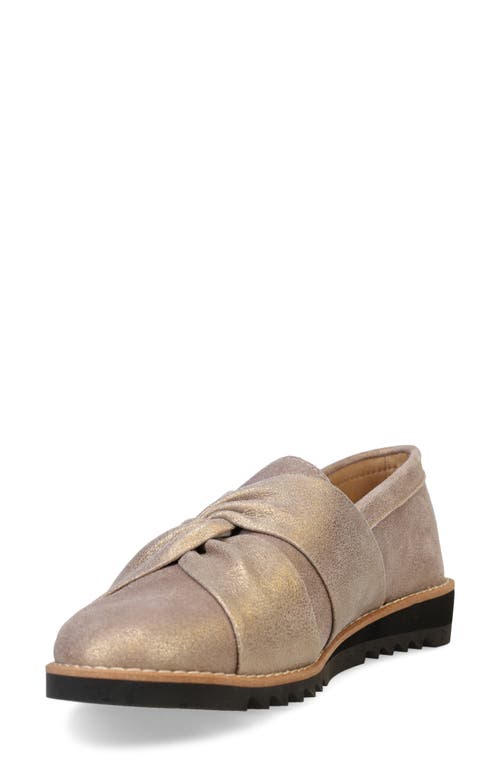 Eileen Fisher Eena Metallic Suede Twist Slip-on Loafers In Platinum