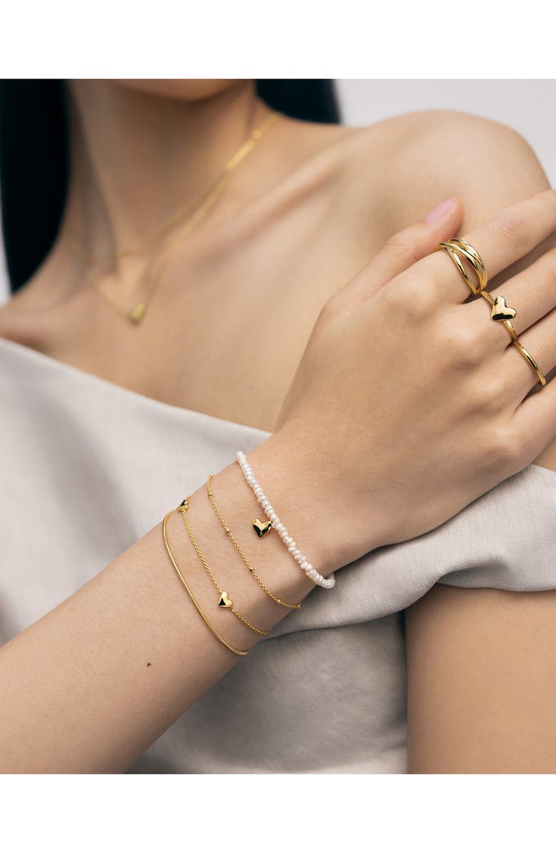 Monica Vinader Mini Heart Freshwater Pearl Bracelet, Alternate, color, 18Ct Gold Vermeil / Pearl