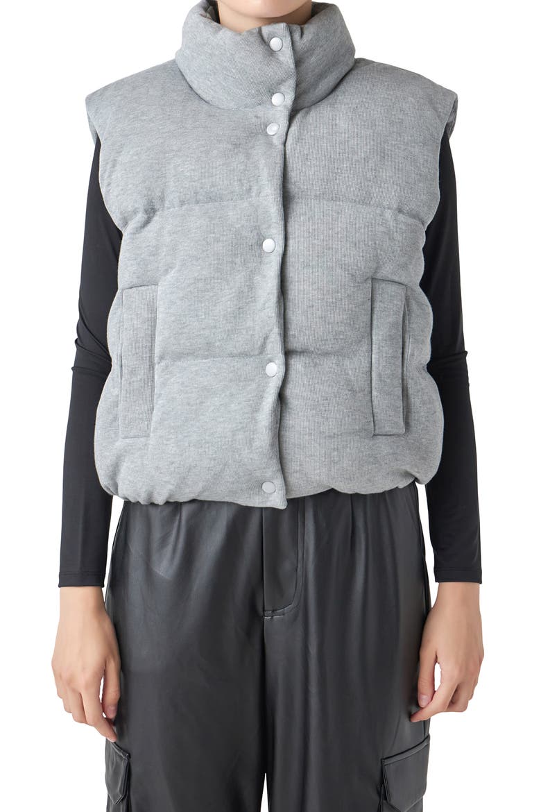 Knit Puffer Vest, Main, color, GREY